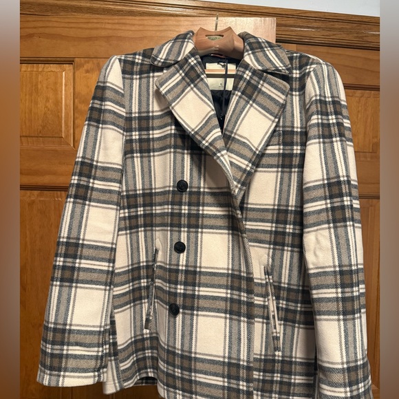 Plaid Double-Breasted Men’s Pea Coat